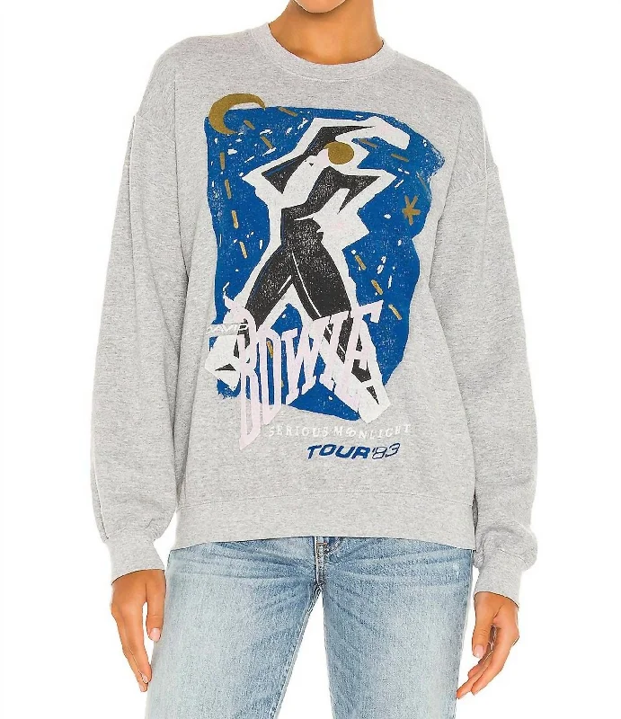 Bowie Serious Moonlight Sweatshirt In Heather Grey