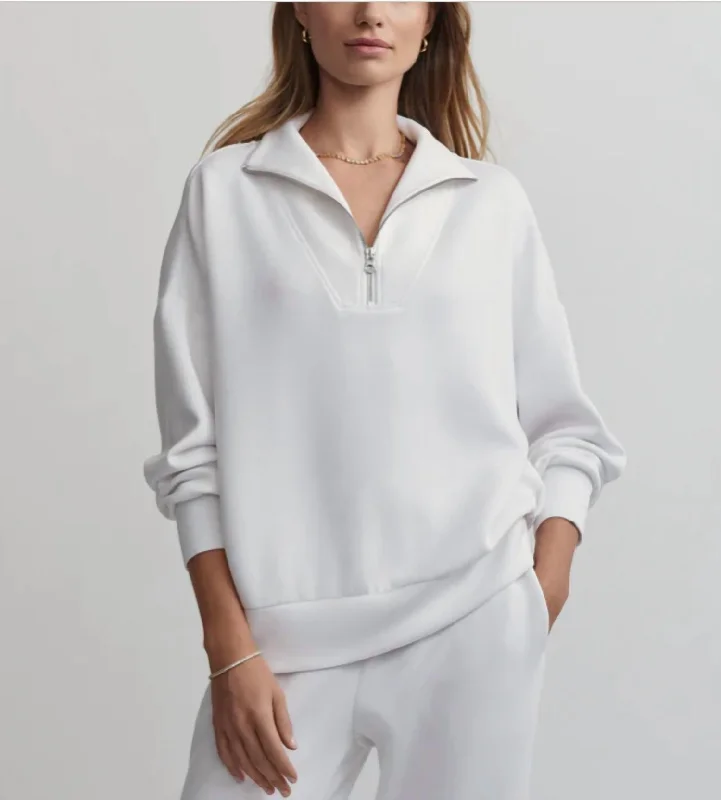 Hawley Half Zip Sweat In White