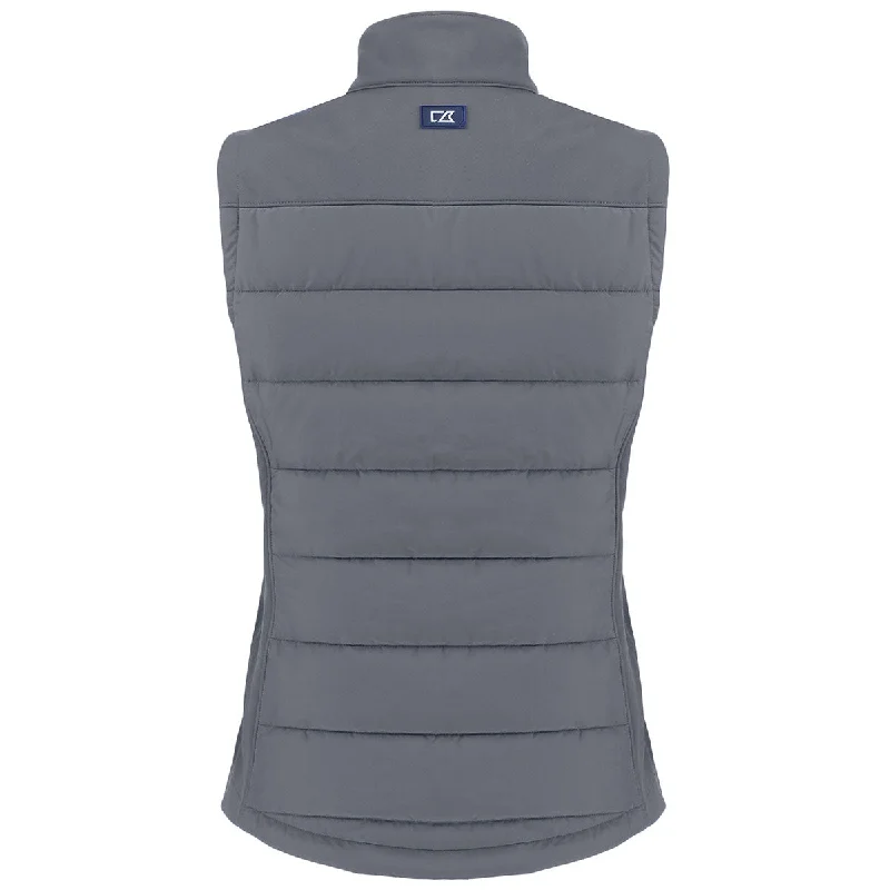 Cutter & Buck Women's Elemental Grey Evoke Hybrid Eco Softshell Recycled Full Zip Vest