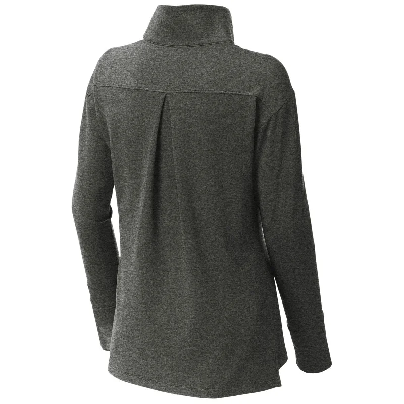 Sport-Tek Women's Dark Grey Heather Sport-Wick Flex Fleece 1/4-Zip