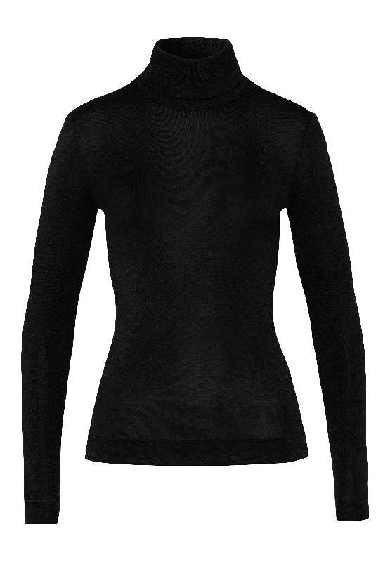 Silk/Cashmere Turtleneck Shirt | Black 71659-019