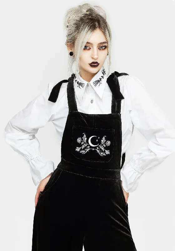 Aradia Embroidered Velour Wide Leg Dungarees