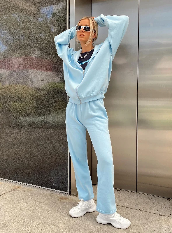 Arya Straight Leg Track Pants Baby Blue