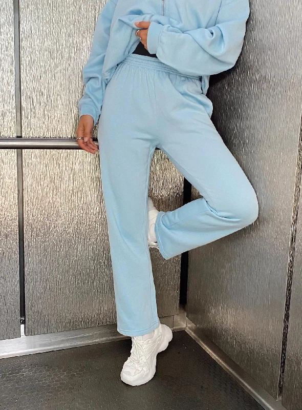 Arya Straight Leg Track Pants Baby Blue