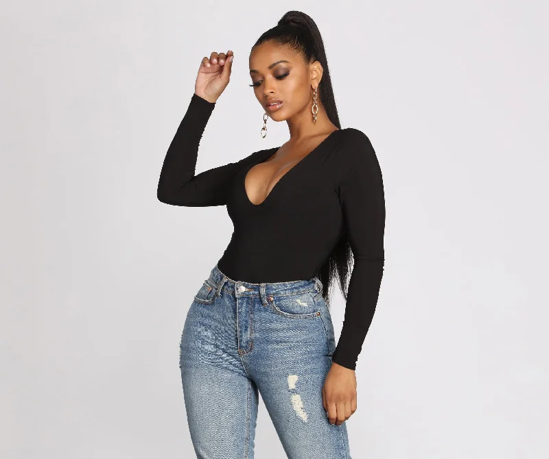 Basic V Neck Bodysuit