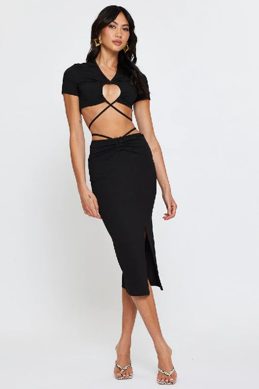 Black Crop Top Short Sleeve