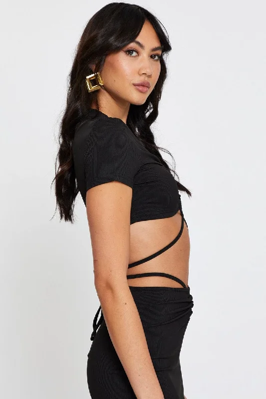 Black Crop Top Short Sleeve