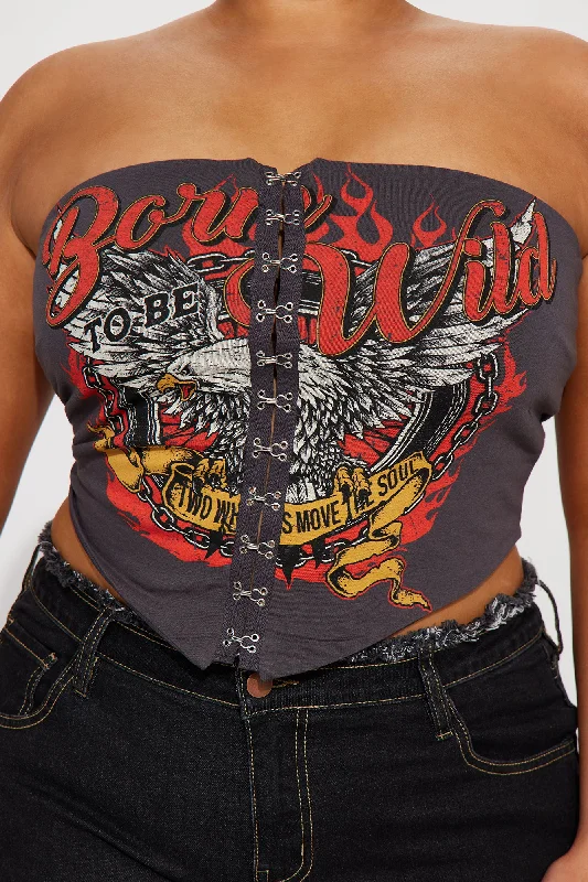 Born To Rock Corset Top - Charcoal