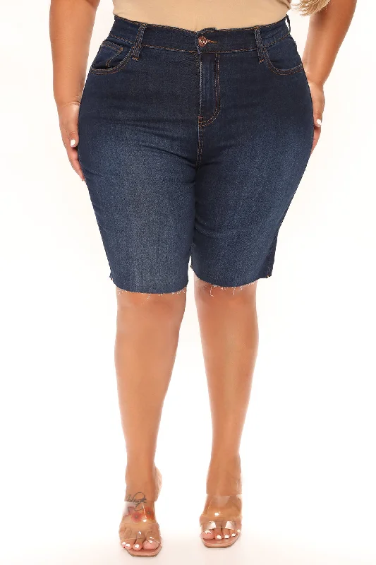 Cammie Stretch Denim Bermudas - Dark Wash