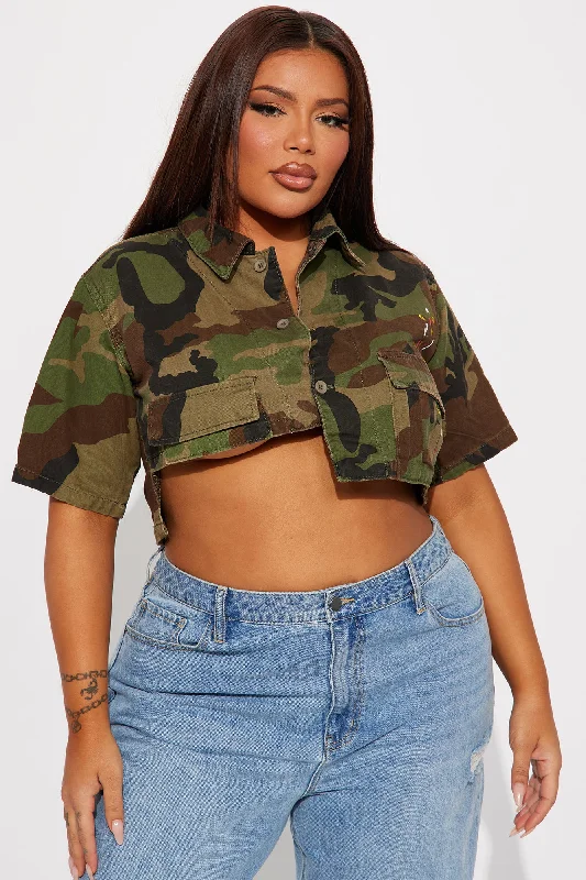 Camo Girl Cargo Top - Olive/combo