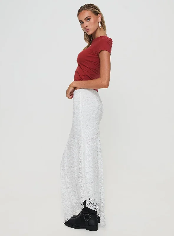 Cattanio Lace Midi Skirt White