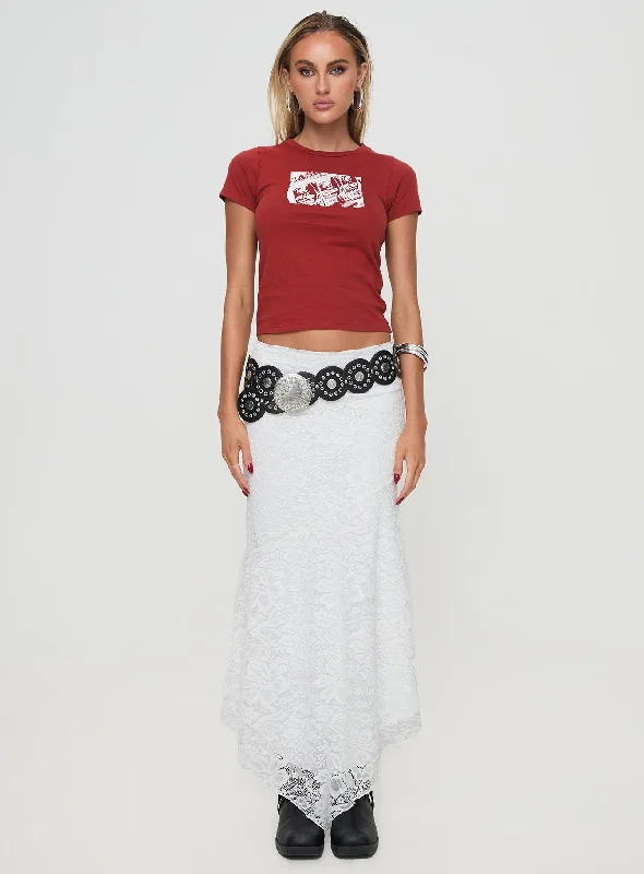 Cattanio Lace Midi Skirt White