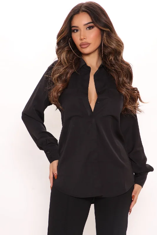 CEO Of Slaying Button Down Top - Black