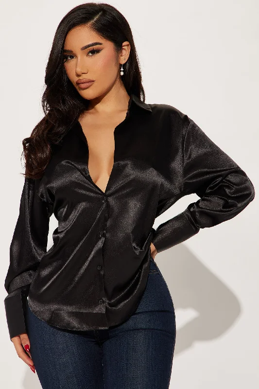 Closet Staple Satin Shirt - Black