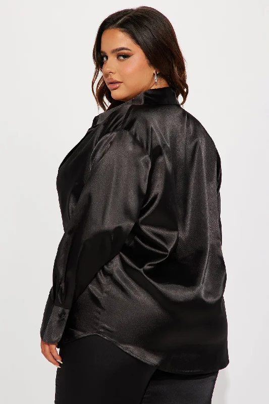 Closet Staple Satin Shirt - Black