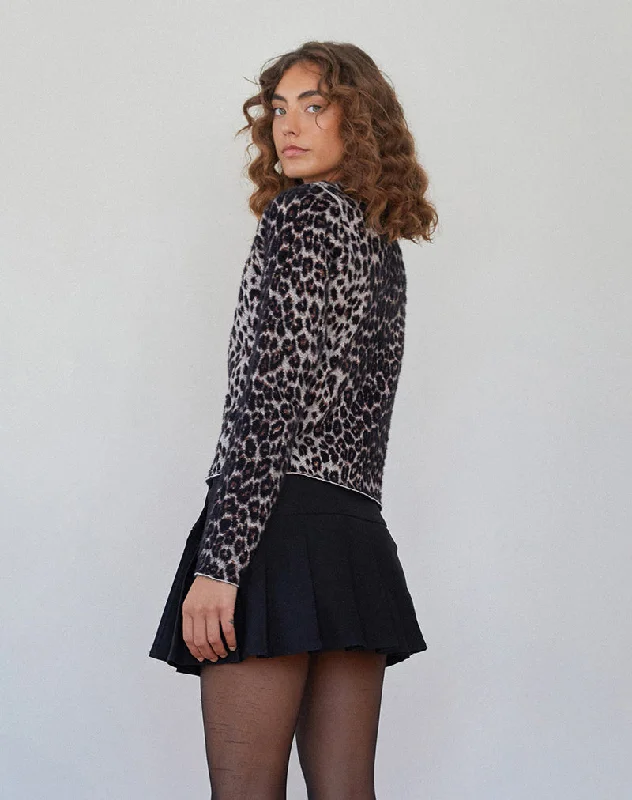 Darlene Knit Cardigan in Soft Knit Leopard Brown