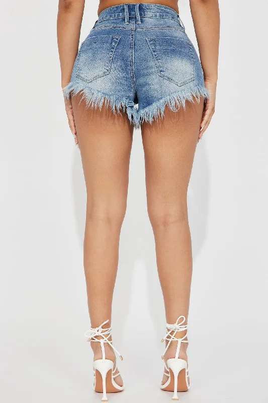 Got It Together Stretch Denim Cut Off Shorts - Medium Wash