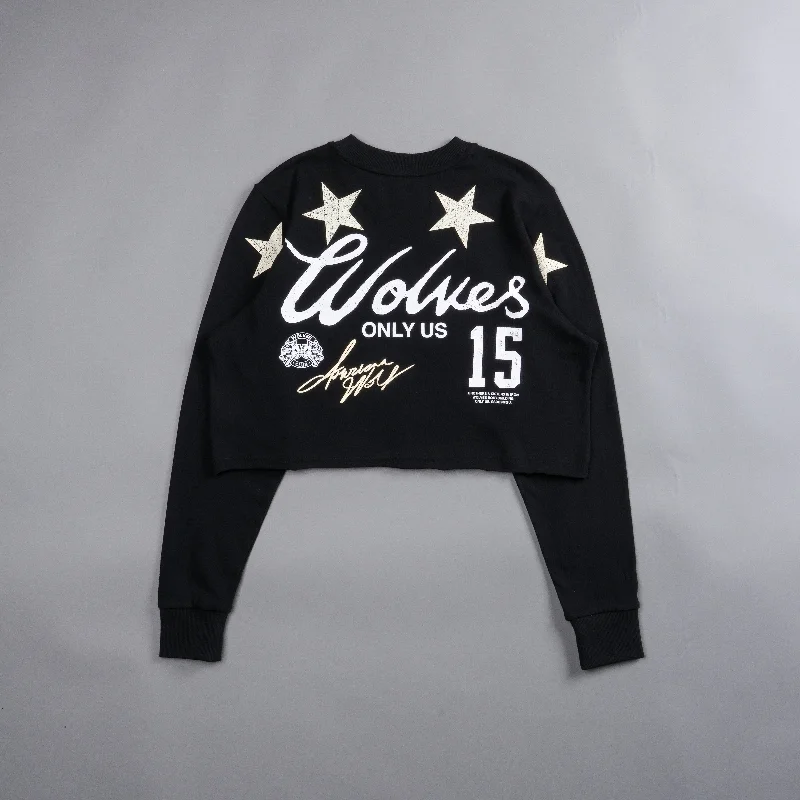 In The Stars ""Premium"" (Cropped) (LS) Tee in Black