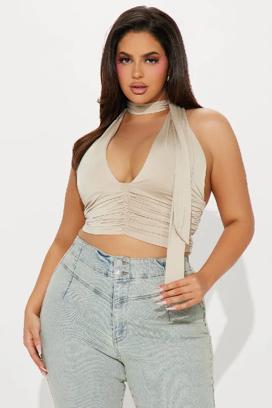 It's Cocktail Hour Halter Top - Beige