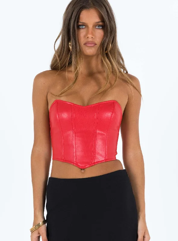 Jessica PU Bustier Red