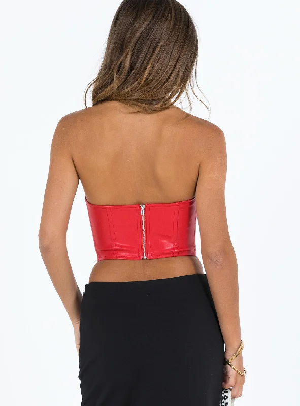 Jessica PU Bustier Red