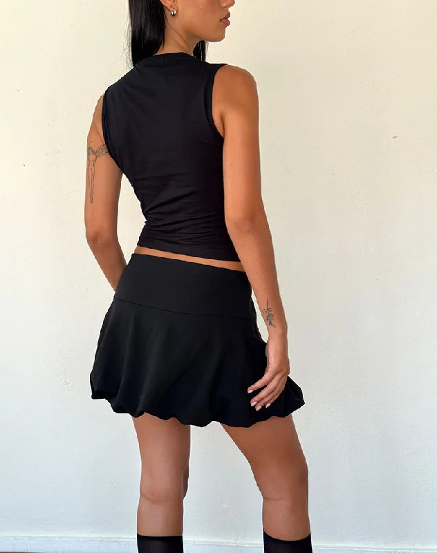 Keshi Puff Ball Mini Skirt in Black