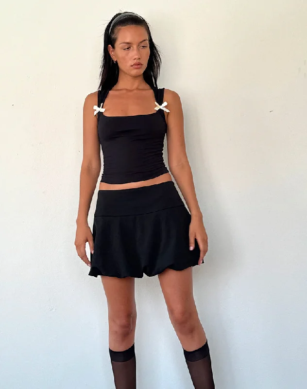 Keshi Puff Ball Mini Skirt in Black