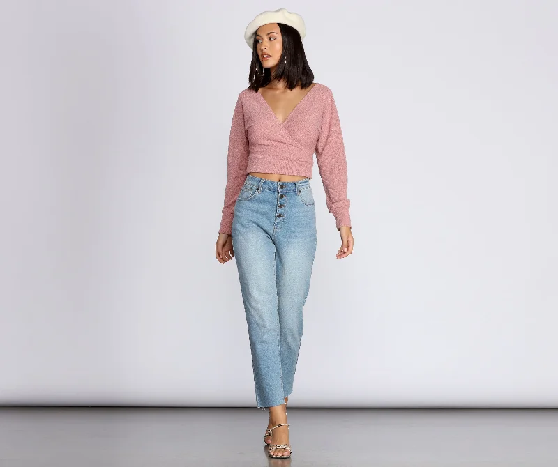 La Femme Knit Wrap Sweater