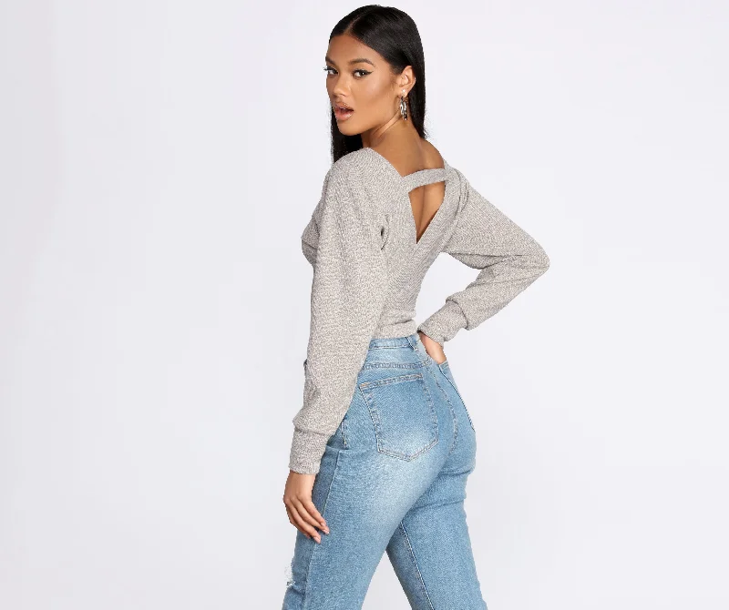 La Femme Knit Wrap Sweater