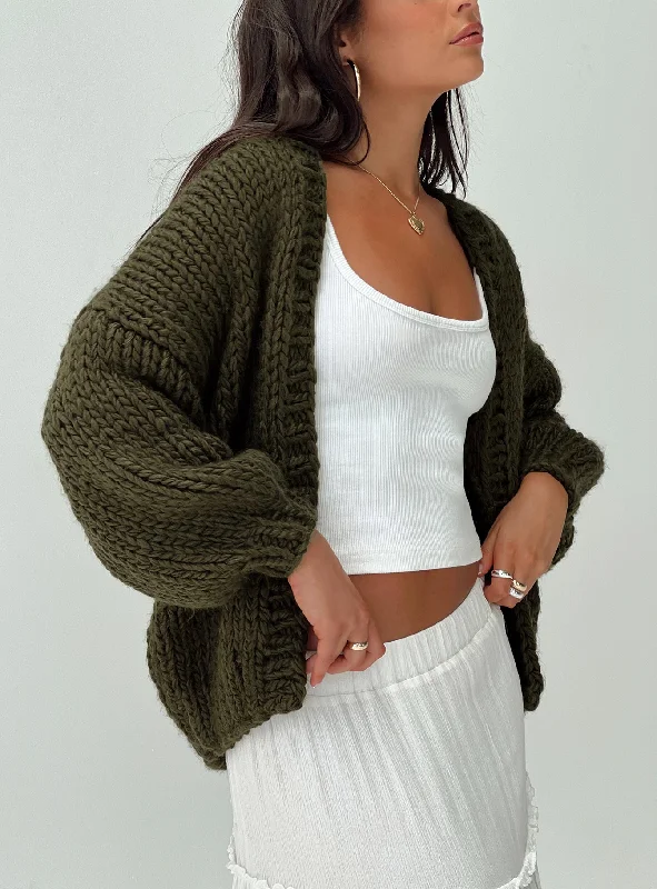 Lester Knit Cardigan Olive