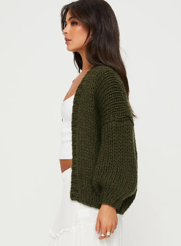 Lester Knit Cardigan Olive