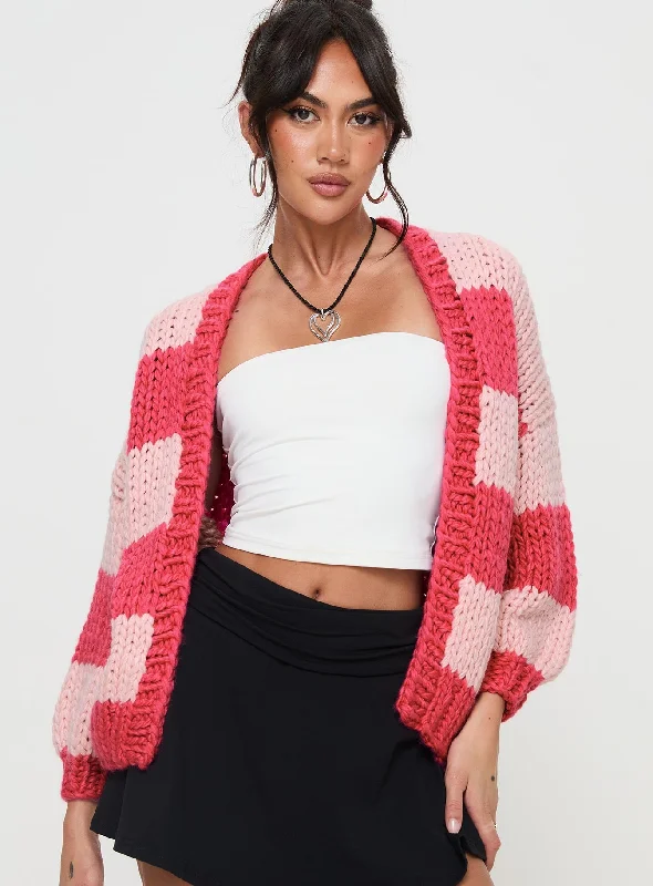 Lester Knit Cardigan Pink Stripe