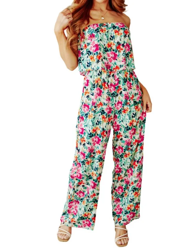 Life Of The Party Floral Jumpsuit In Green