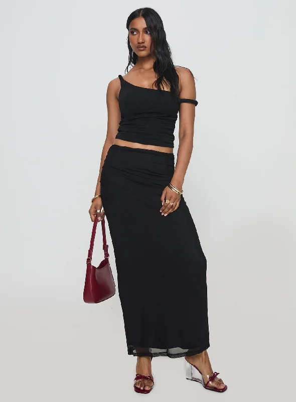 Mastermind Ruched Maxi Skirt Black