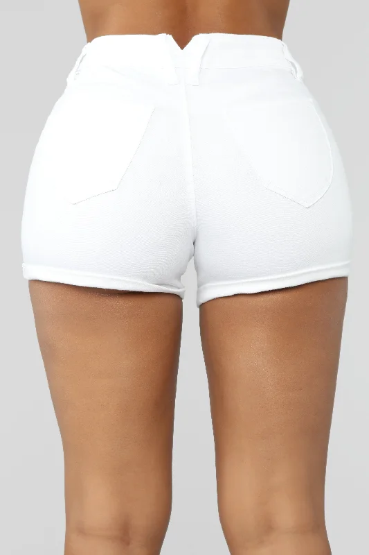 Melissa High Rise Denim Shorts - White