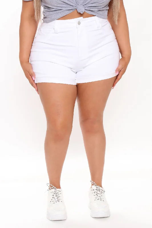 Melissa High Rise Denim Shorts - White