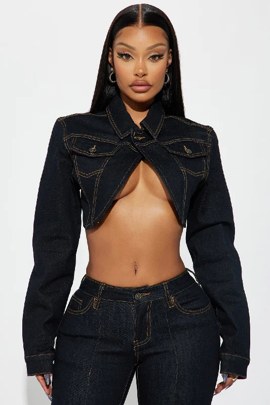 Pinegrove Cropped Denim Bolero Jacket - Dark Wash