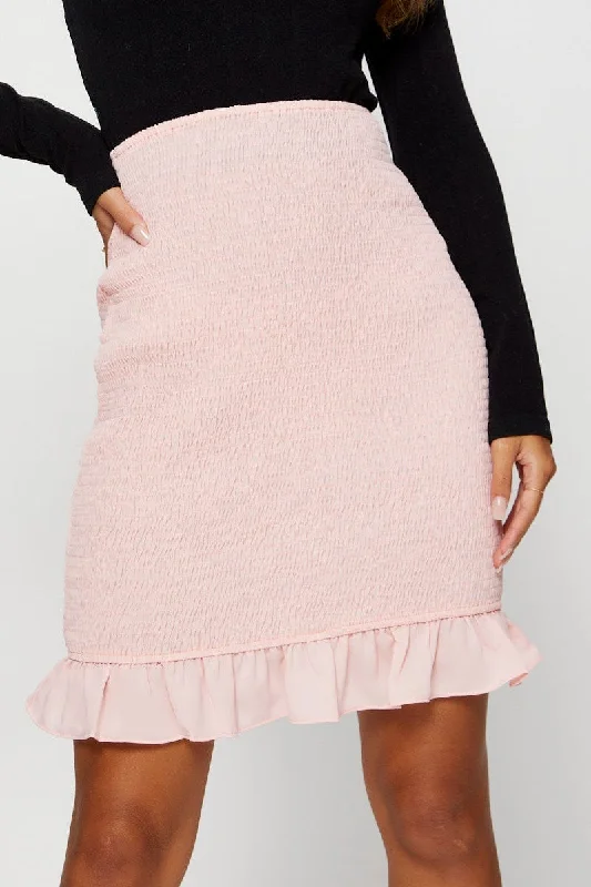 Pink Mini Skirt Mini Shirred Bodycon