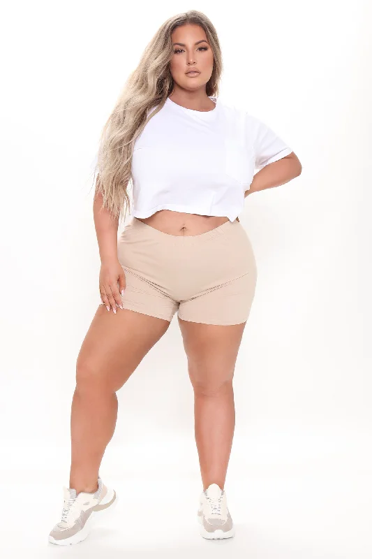 Plain Jane Mini Shorts - Taupe