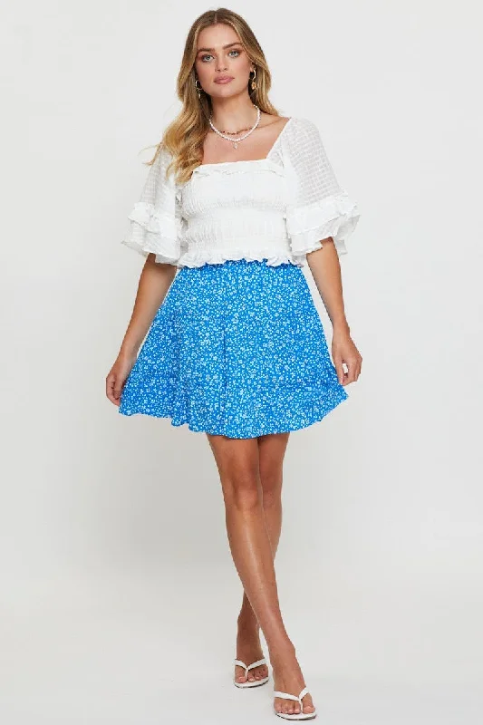 Print Flare Skirt Mini High Rise