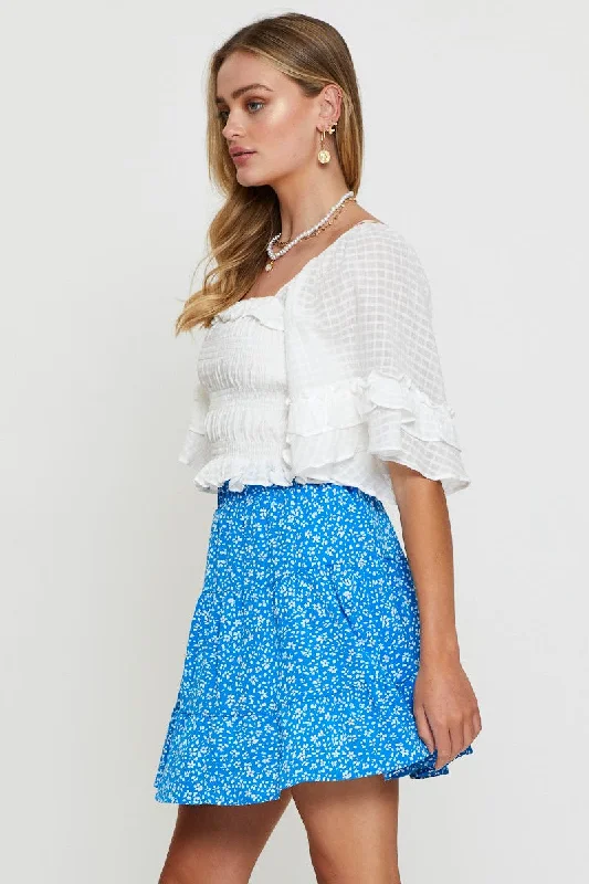 Print Flare Skirt Mini High Rise