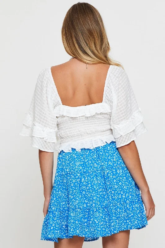 Print Flare Skirt Mini High Rise