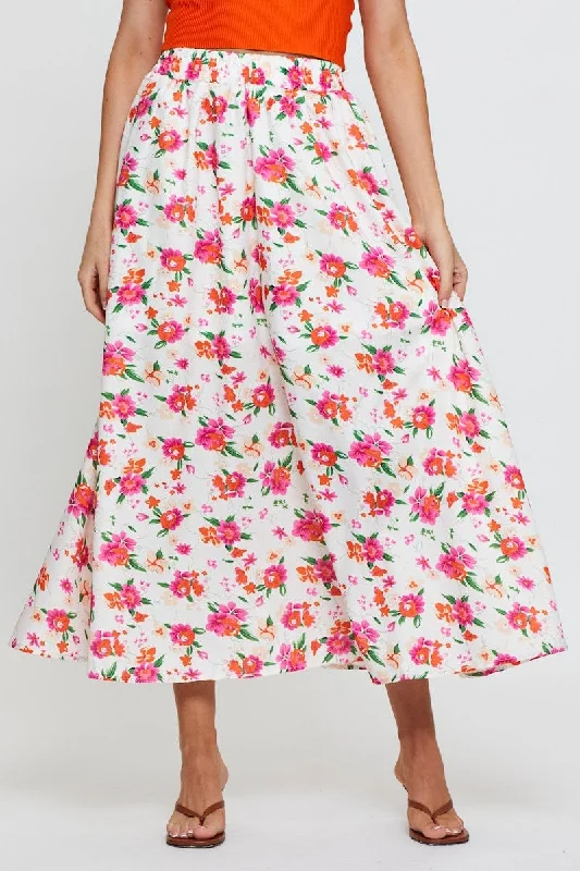 Print Maxi Skirt High Rise