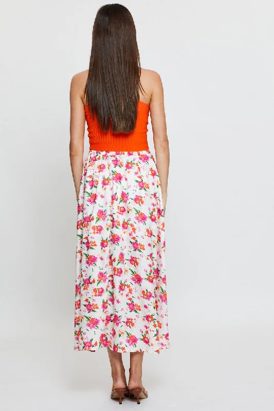 Print Maxi Skirt High Rise