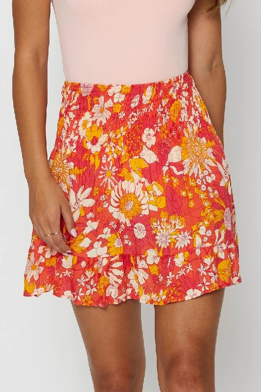 Print Skater Mini Skirt