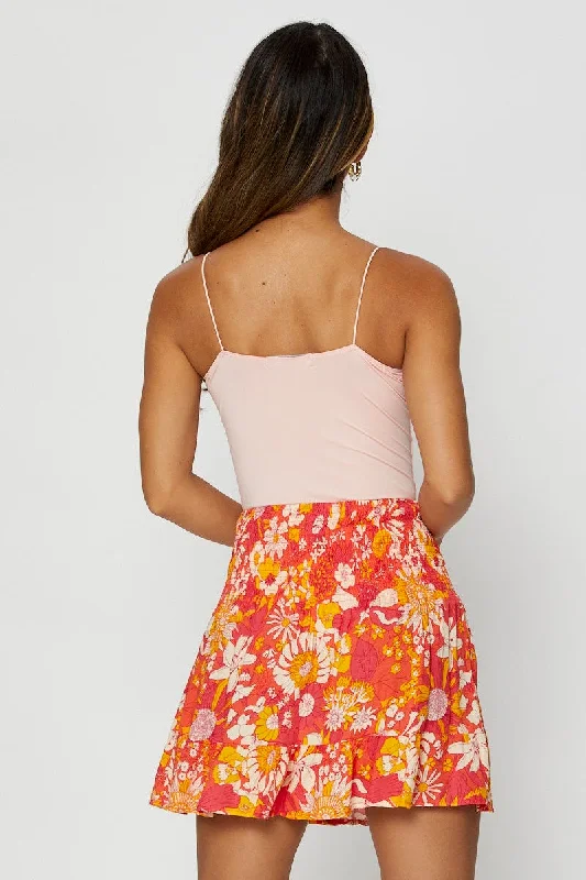 Print Skater Mini Skirt