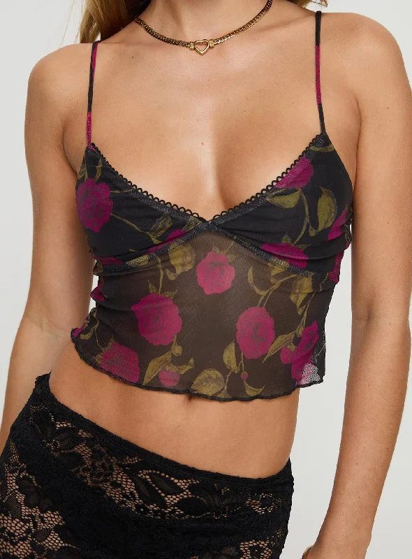 Raphalee Top Black / Red Floral