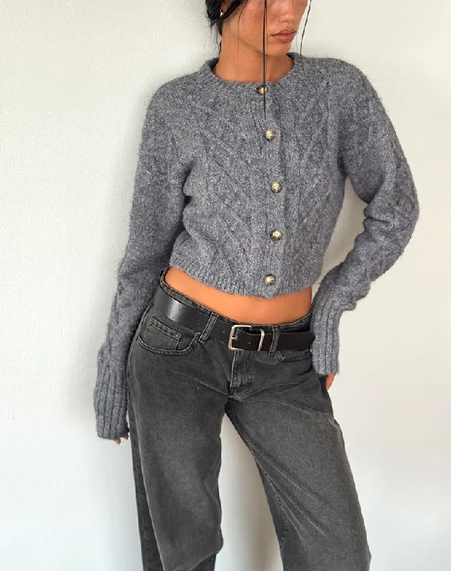 Rigel Cardigan in Cable Knit Grey