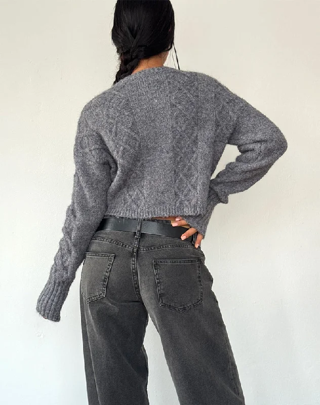 Rigel Cardigan in Cable Knit Grey