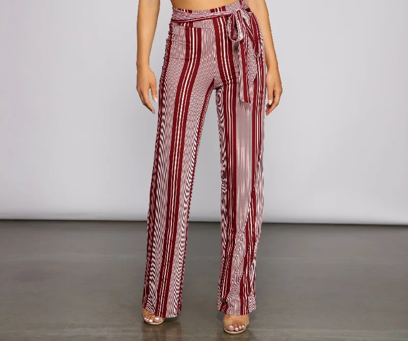 Sassy Striped Wide-Leg Pants